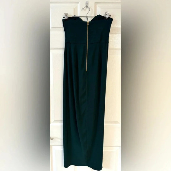 Shona Roy U Wire Strapless Bustier Tulip Midi Dress in Seaweed Green Size 4 - Picture 4 of 8